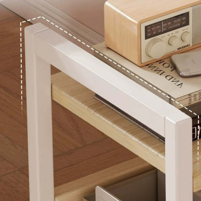Minimalist Oak Plank Metal 2/3-Tier End Table