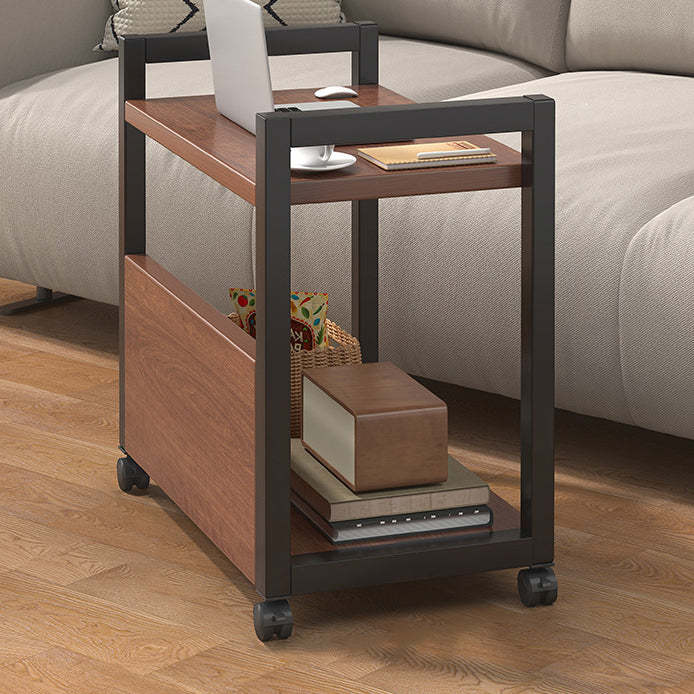 Minimalist Oak Plank Metal 2/3-Tier End Table