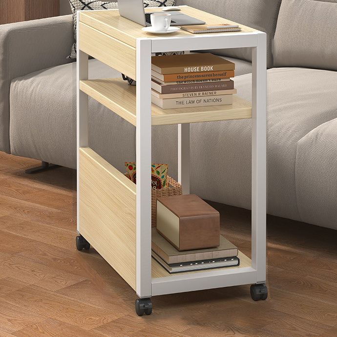 Minimalist Oak Plank Metal 2/3-Tier End Table