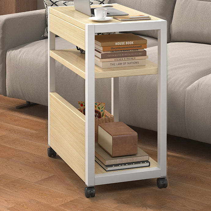 Minimalist Oak Plank Metal 2/3-Tier End Table