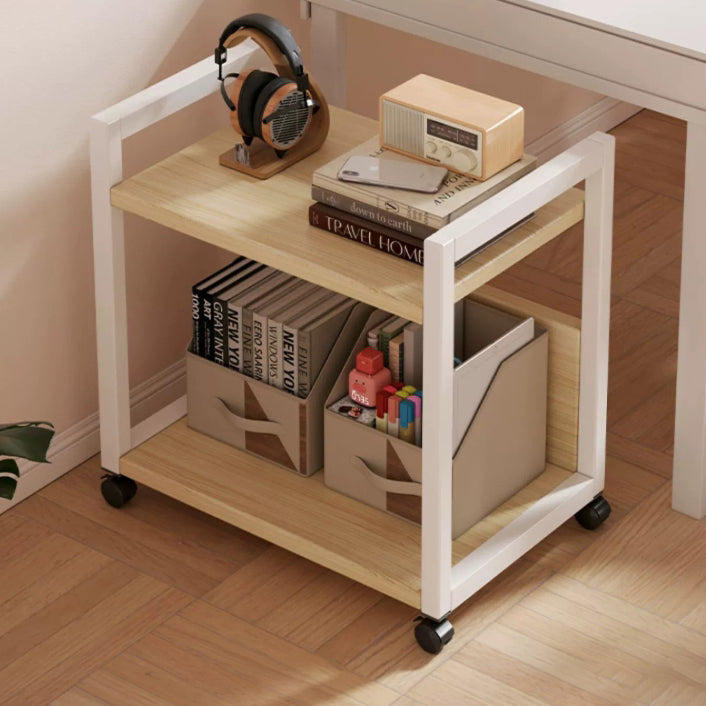 Minimalist Oak Plank Metal 2/3-Tier End Table