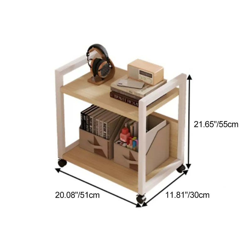 Minimalist Oak Plank Metal 2/3-Tier End Table