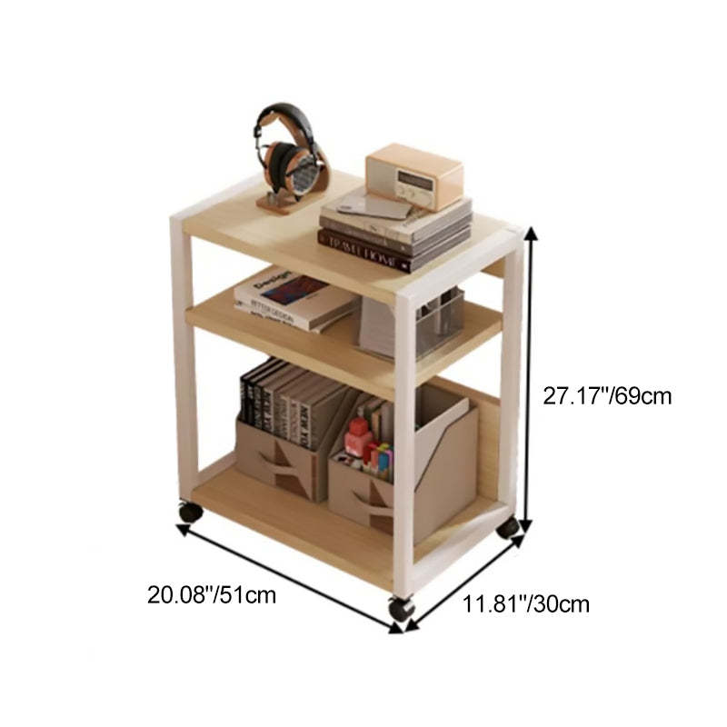 Minimalist Oak Plank Metal 2/3-Tier End Table