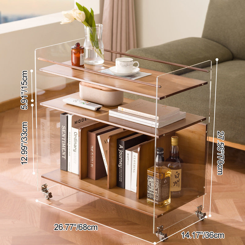 Minimalist Bamboo Acrylic End Table 3-Tier — Teal Color