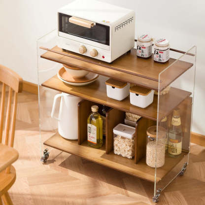 Minimalist Bamboo Acrylic End Table 3-Tier