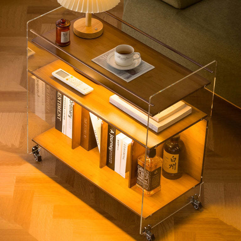 Minimalist Bamboo Acrylic End Table 3-Tier
