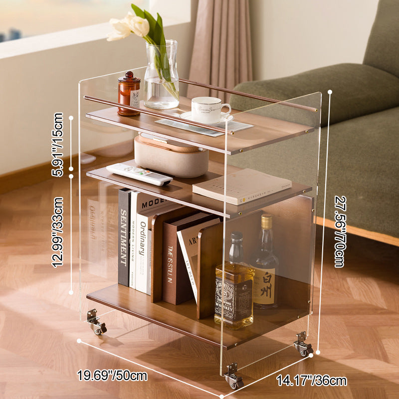 Minimalist Bamboo Acrylic End Table 3-Tier — Wood Color