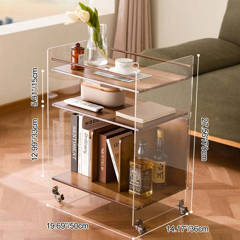 Minimalist Bamboo Acrylic End Table 3-Tier — Wood Color