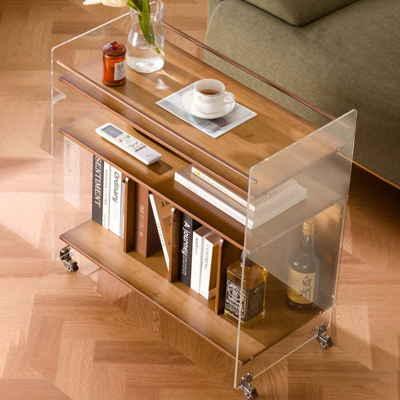 Lighom minimalist 3-tier end bamboo end & side tables — 19.5" L x 14" W x 27.5" H / Teal