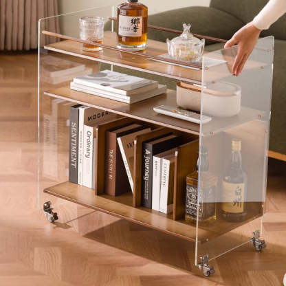 Minimalist Bamboo Acrylic End Table 3-Tier
