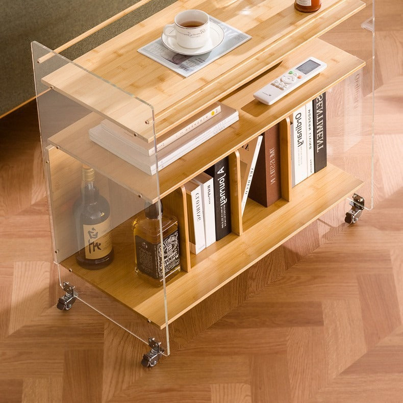 Minimalist Bamboo Acrylic End Table 3-Tier