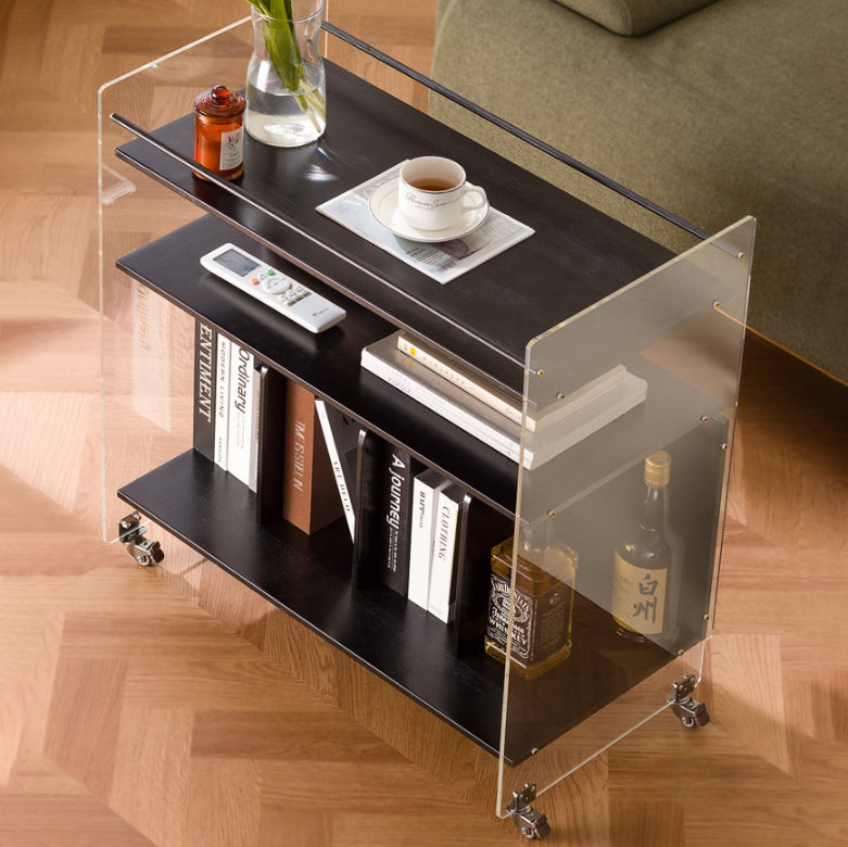 Minimalist Bamboo Acrylic End Table 3-Tier — Wood Color