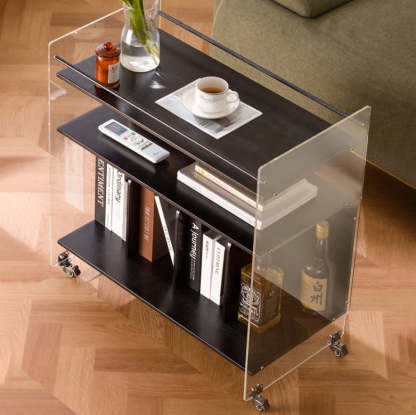 Minimalist Bamboo Acrylic End Table 3-Tier — Wood Color
