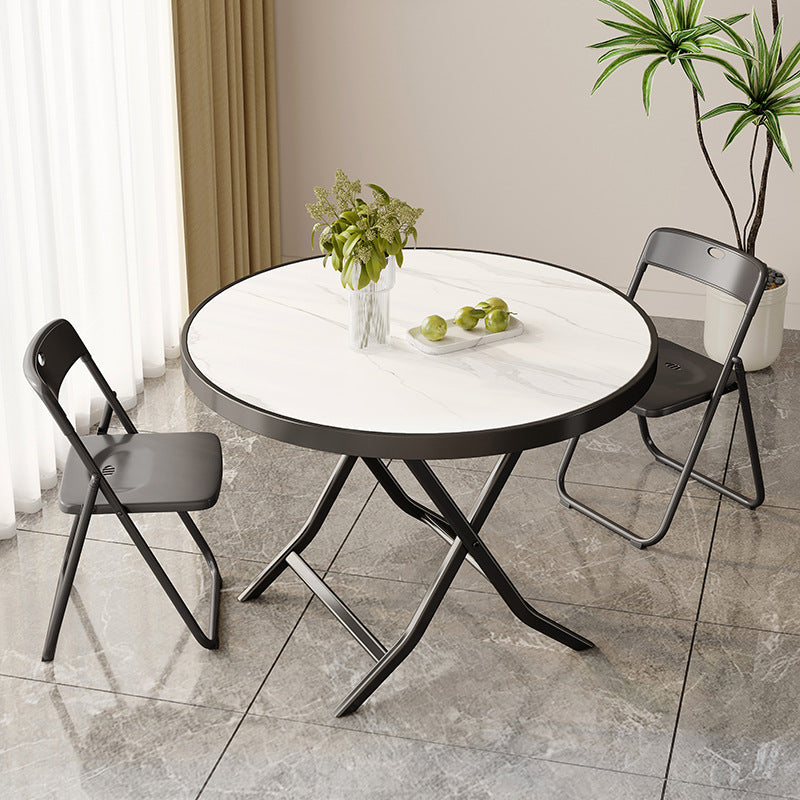 Minimalist Foldable Marble Metal Dining Table
