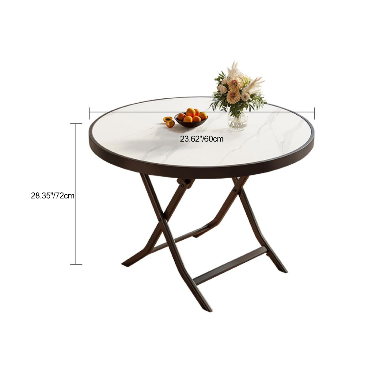 Minimalist Foldable Marble Metal Dining Table — Square