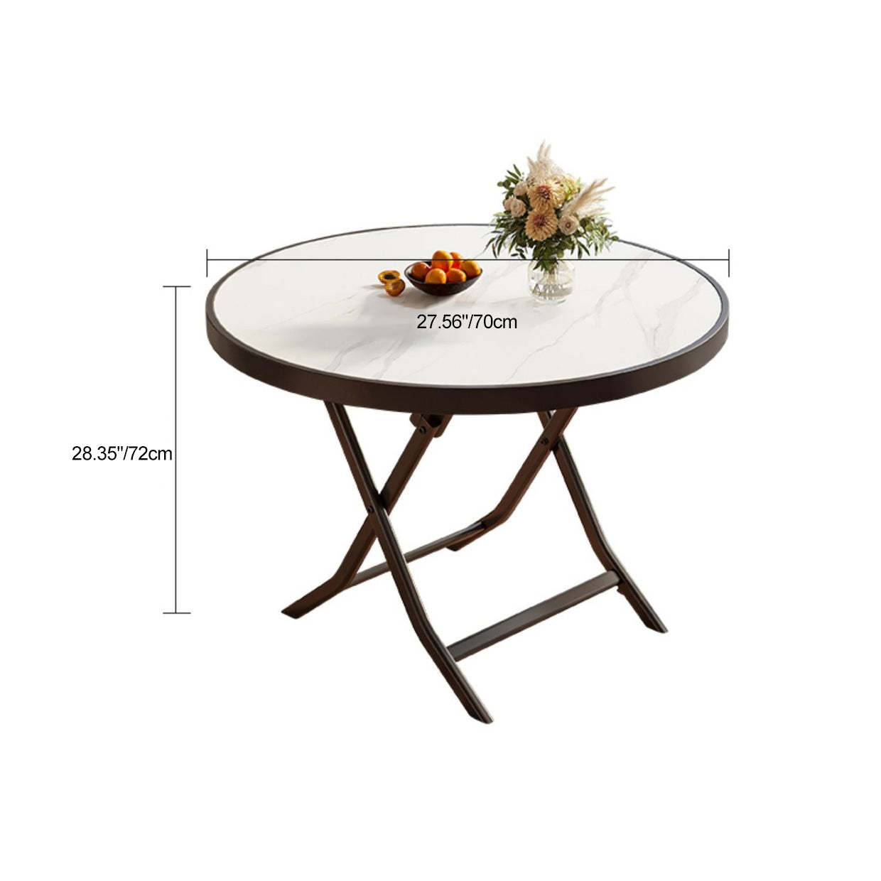 Minimalist Foldable Marble Metal Dining Table