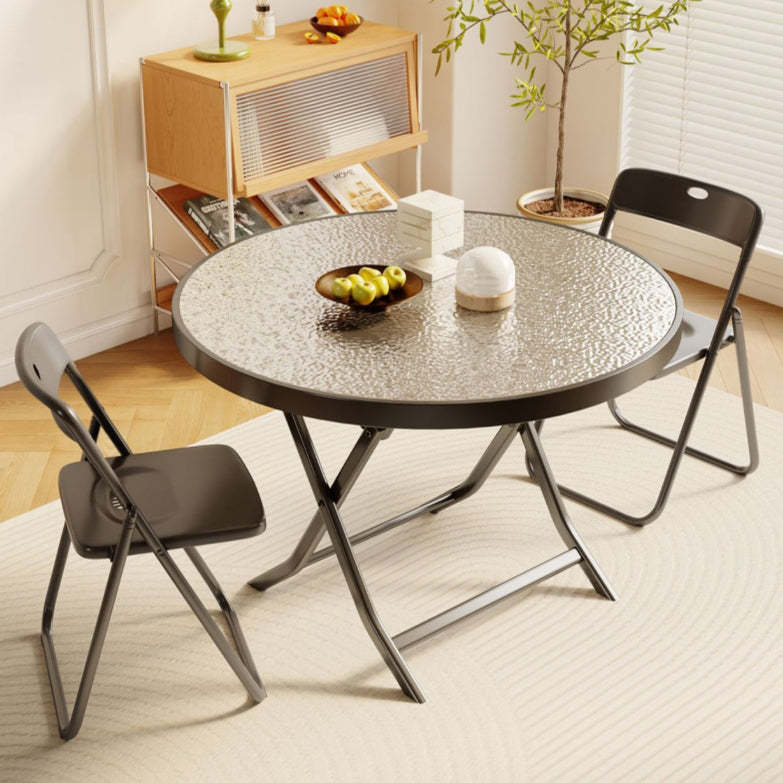 Minimalist Foldable Marble Metal Dining Table — Square