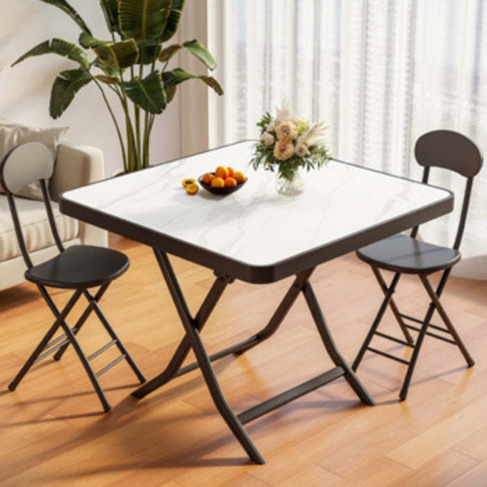 Minimalist Foldable Marble Metal Dining Table