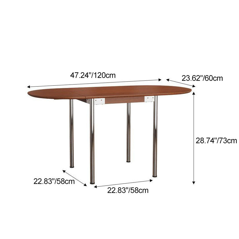 Minimalist Walnut Foldable Oval Dining Table for 4
