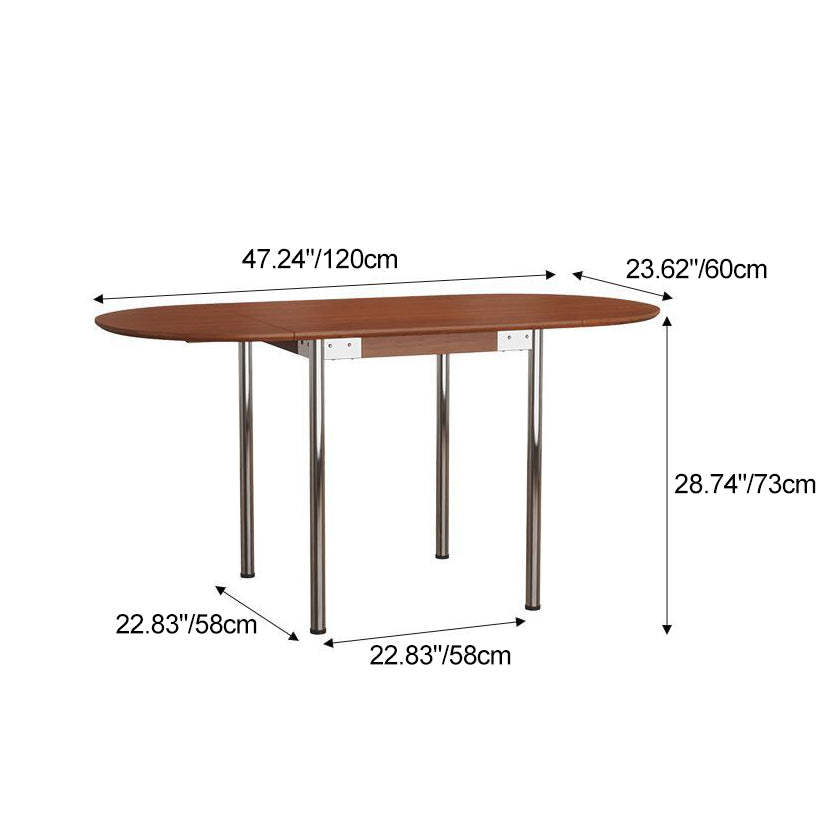Minimalist Walnut Foldable Oval Dining Table for 4