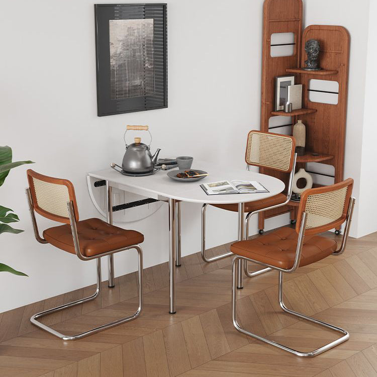 Minimalist Walnut Foldable Oval Dining Table for 4