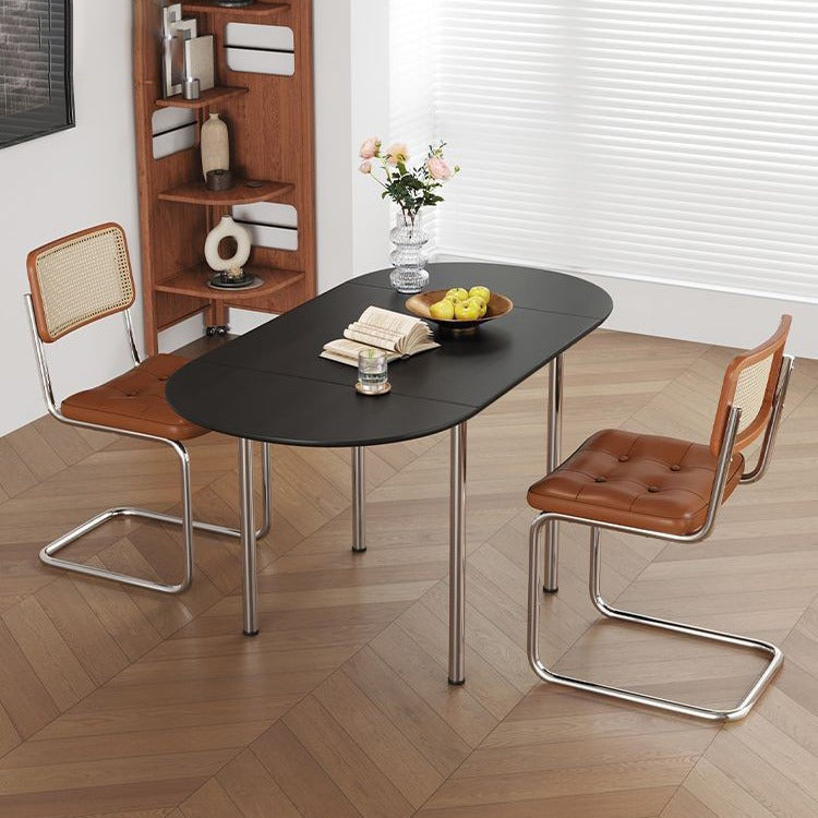 Minimalist Walnut Foldable Oval Dining Table for 4