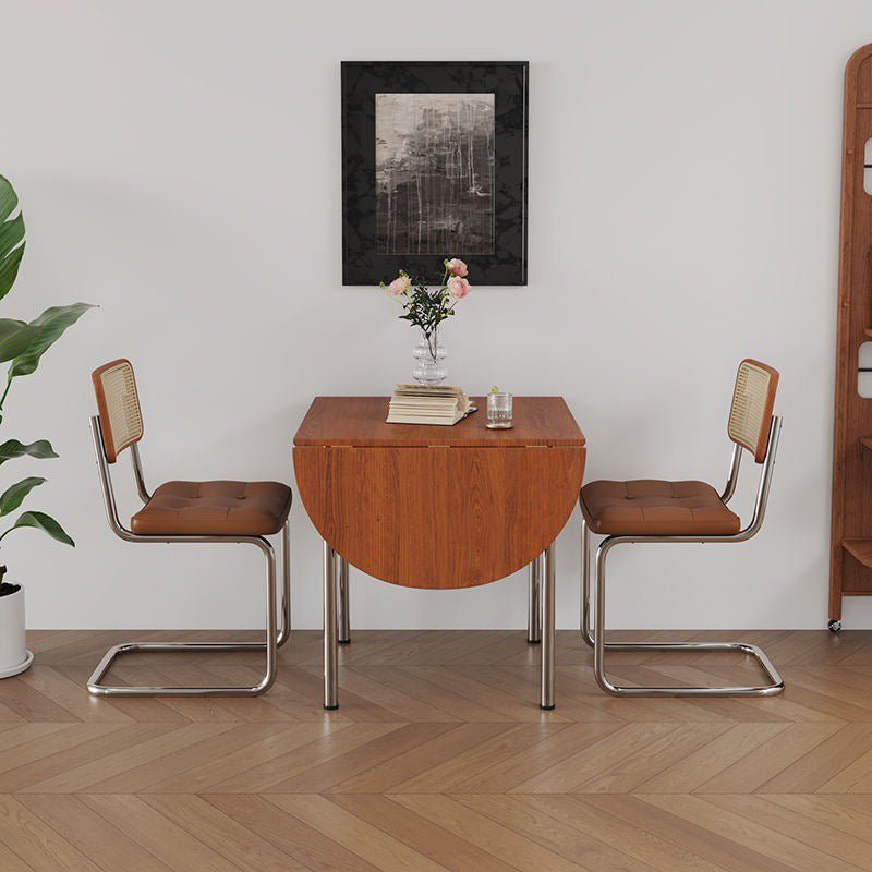 Minimalist Walnut Foldable Oval Dining Table for 4
