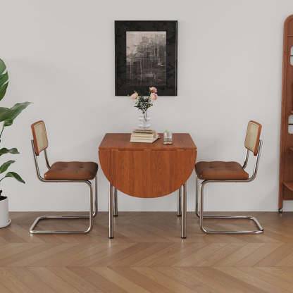 Minimalist Walnut Foldable Oval Dining Table for 4