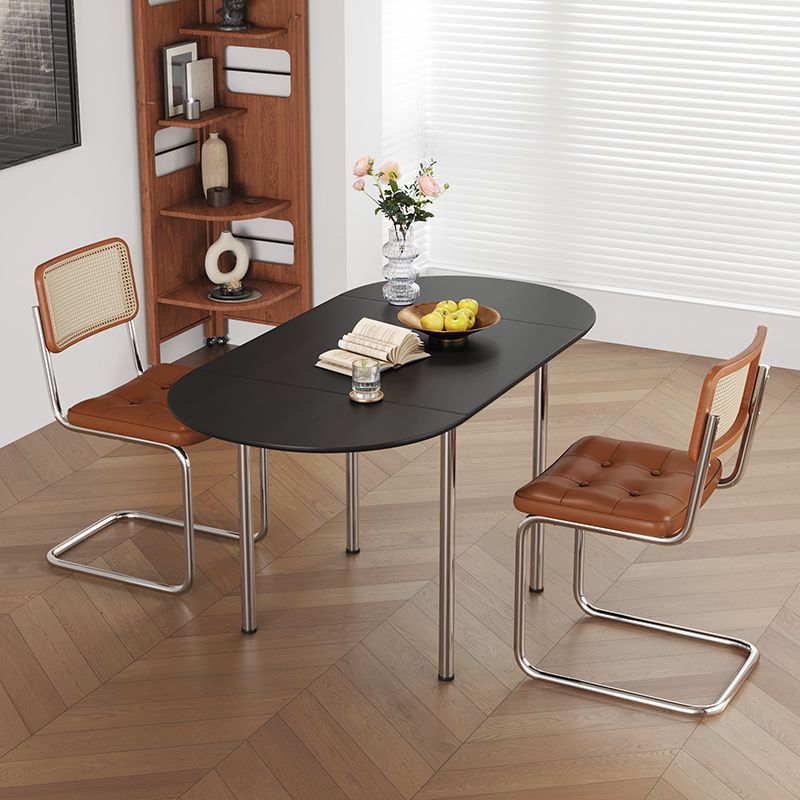 Minimalist Walnut Foldable Oval Dining Table for 4