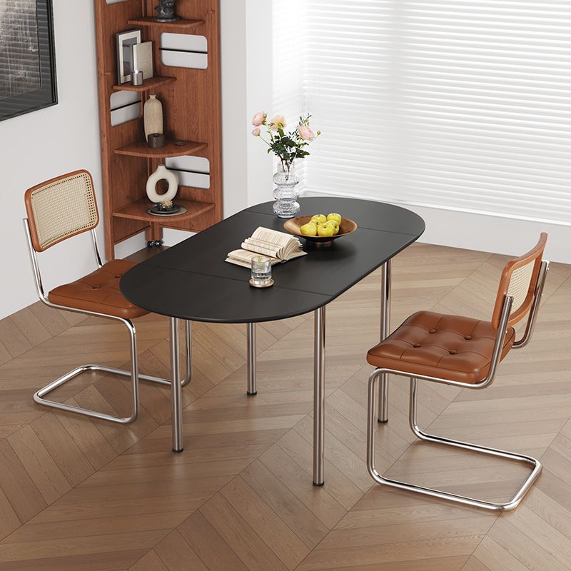 Minimalist Walnut Foldable Oval Dining Table for 4