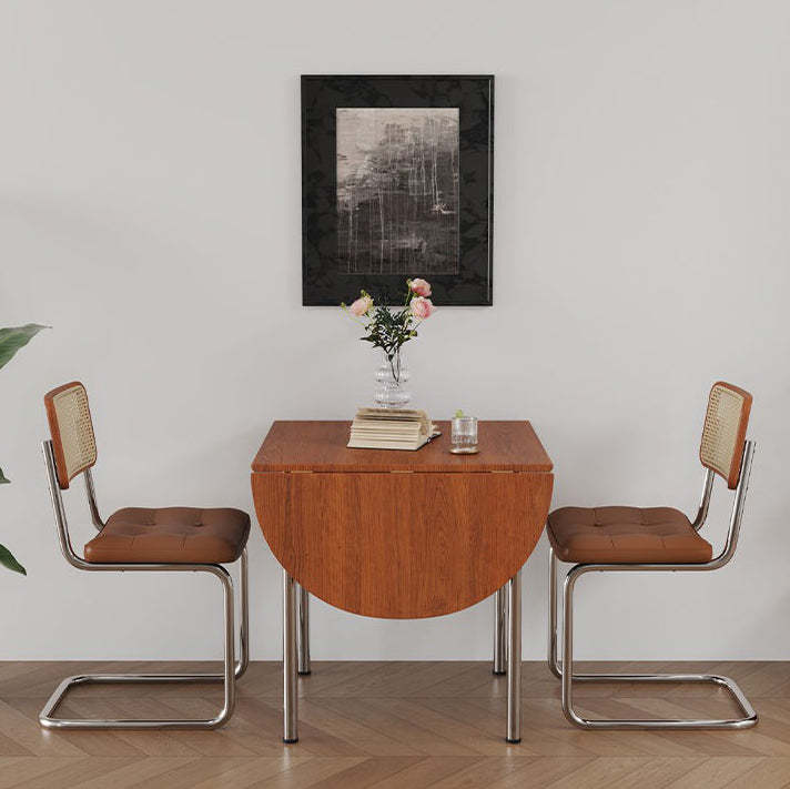 Minimalist Walnut Foldable Oval Dining Table for 4
