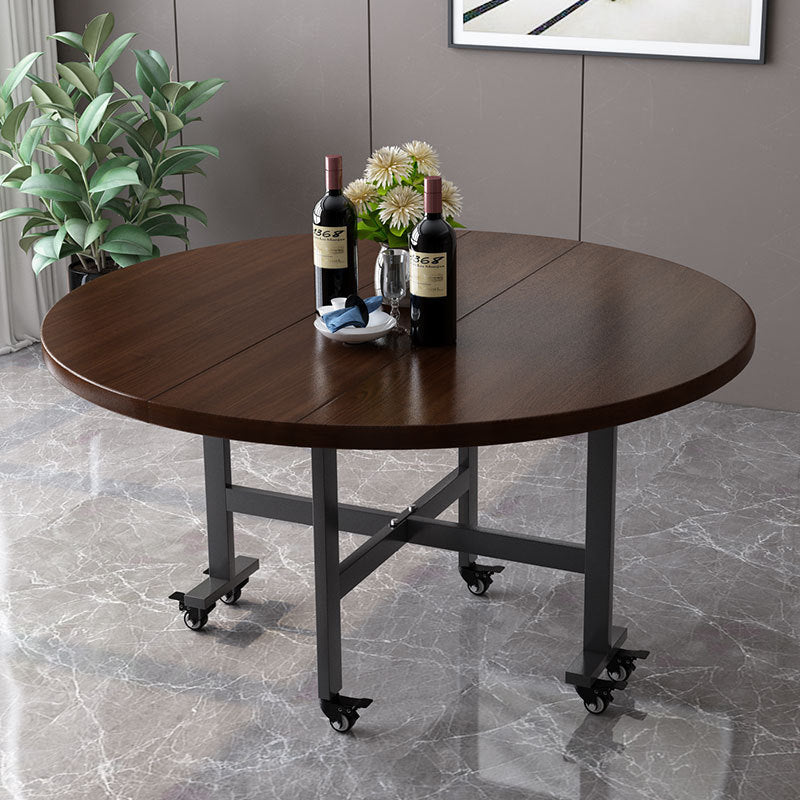 Minimalist Foldable Round Steel Dining Table for 5-8 — Gray