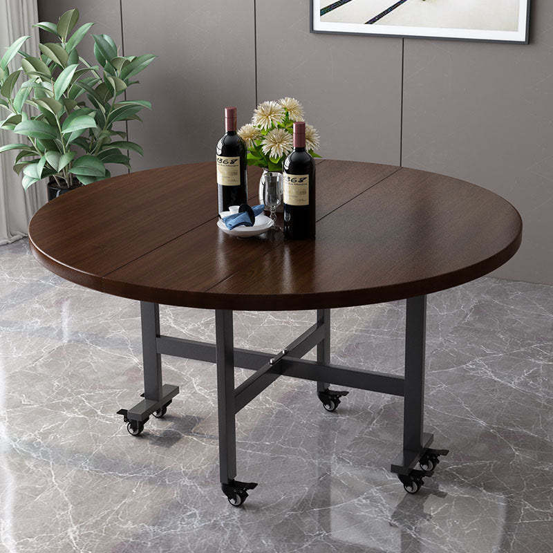 Minimalist round 5-8 gray dining tables — 29.5" H x 39.5" Dia x 39.37" L / Walnut