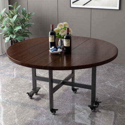 Minimalist Foldable Round Steel Dining Table for 5-8 — Gray