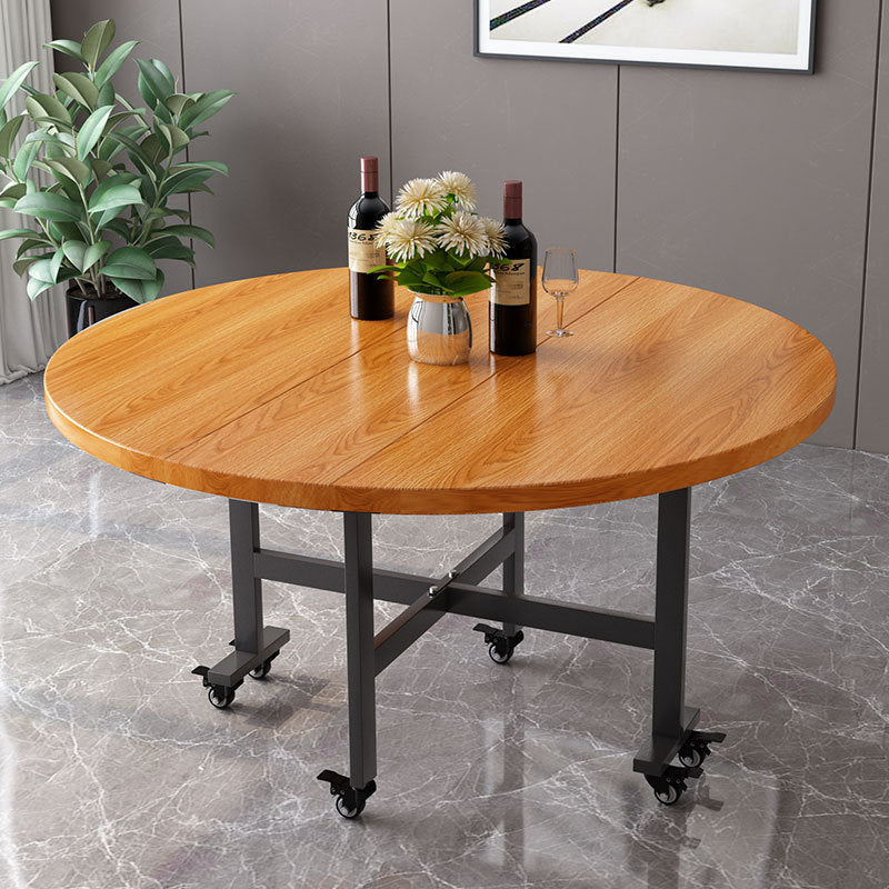 Minimalist Foldable Round Steel Dining Table for 5-8 — Yellow