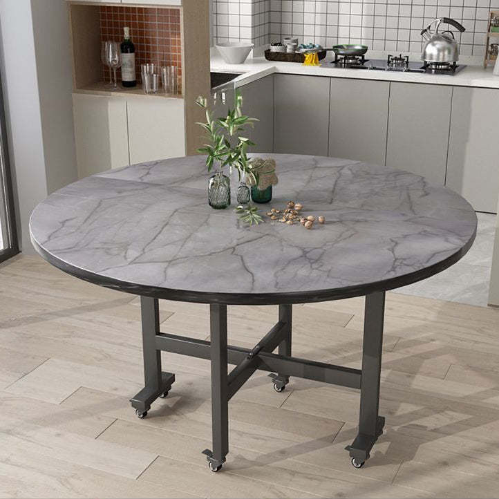 Minimalist Foldable Round Steel Dining Table for 5-8