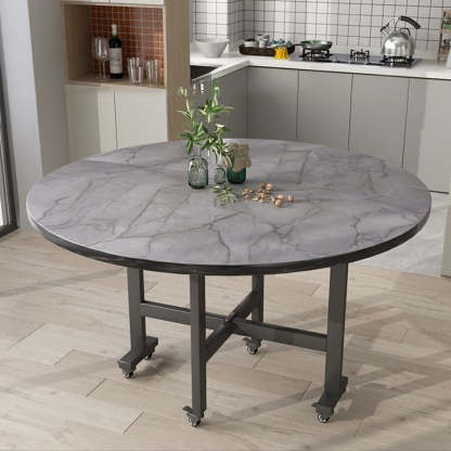 Minimalist Foldable Round Steel Dining Table for 5-8