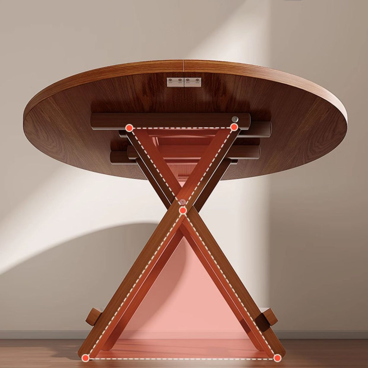 Minimalist Foldable X-Base Round Dining Table for 2-6
