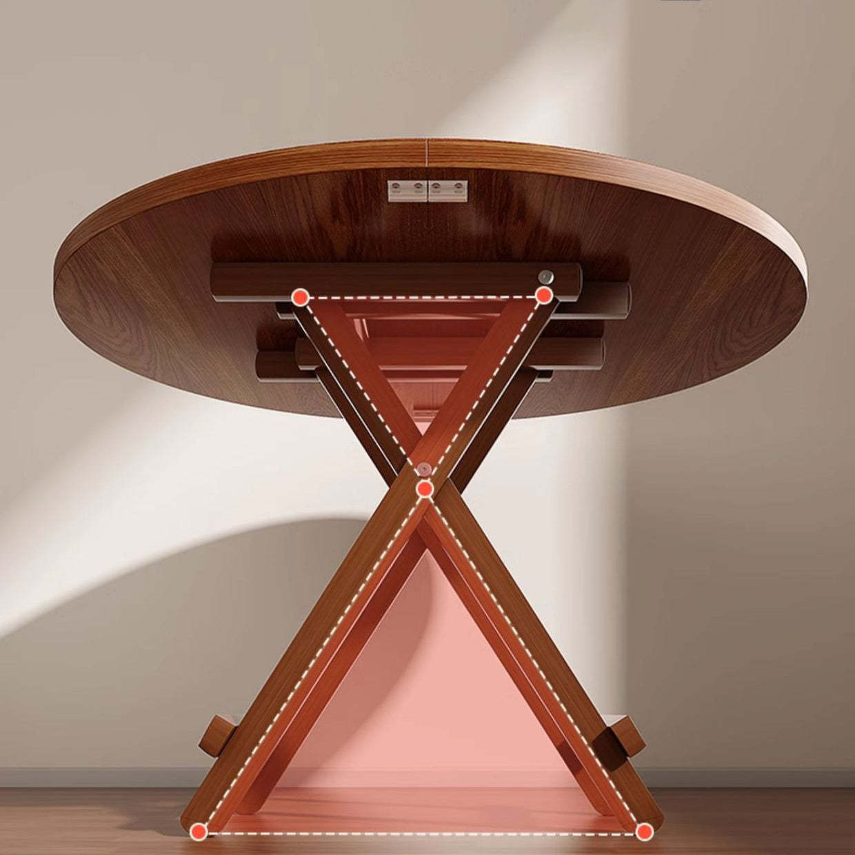Minimalist Foldable X-Base Round Dining Table for 2-6