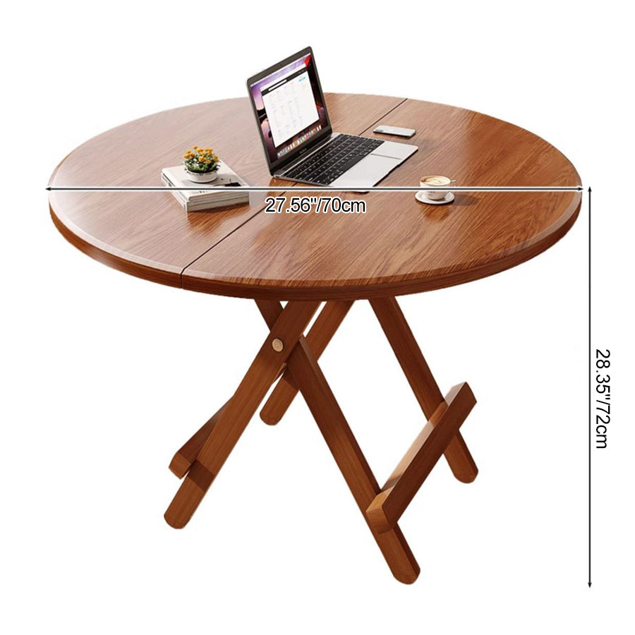 Minimalist Foldable X-Base Round Dining Table for 2-6 — Walnut Color