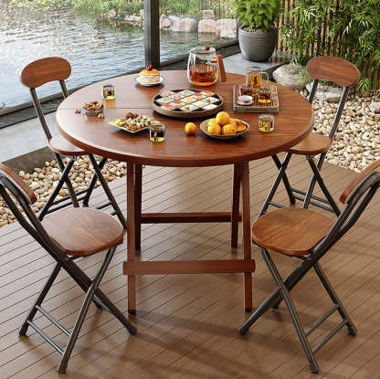 Minimalist Foldable X-Base Round Dining Table for 2-6