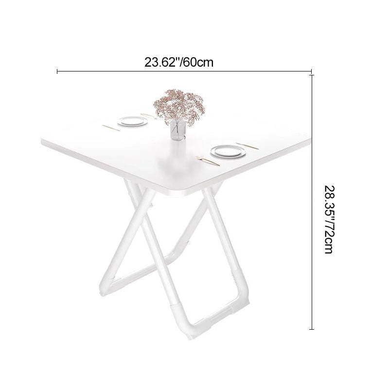 Minimalist Foldable X-Base Iron Round Dining Table — Wood Grain Color / Round