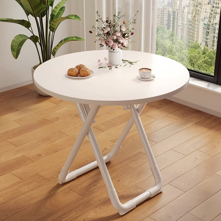 Minimalist Foldable X-Base Iron Round Dining Table