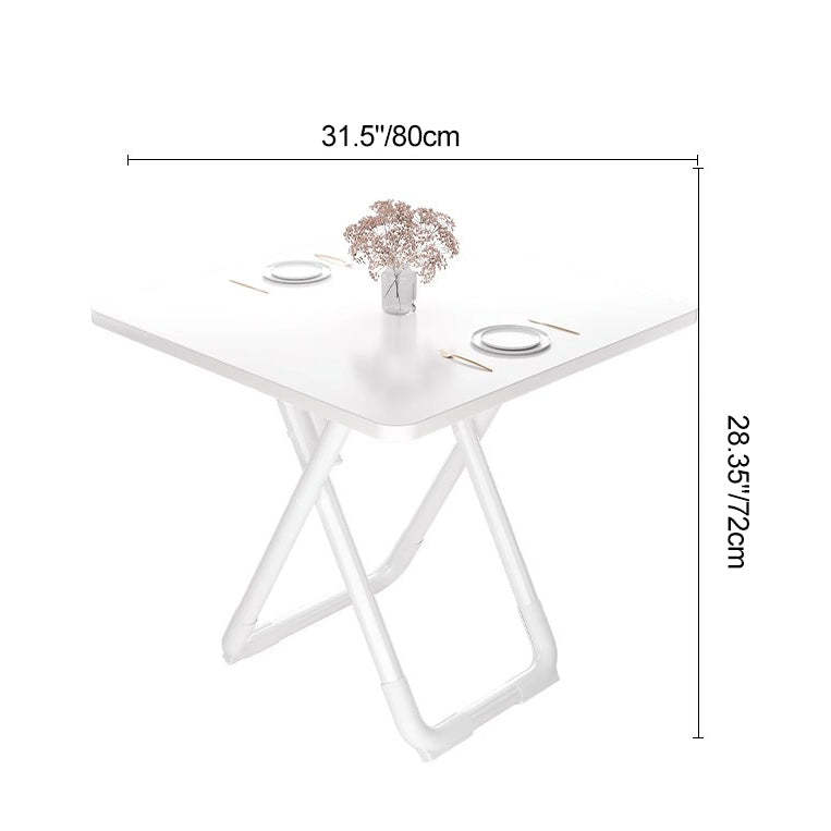 Minimalist Foldable X-Base Iron Round Dining Table — Wood Color / Round