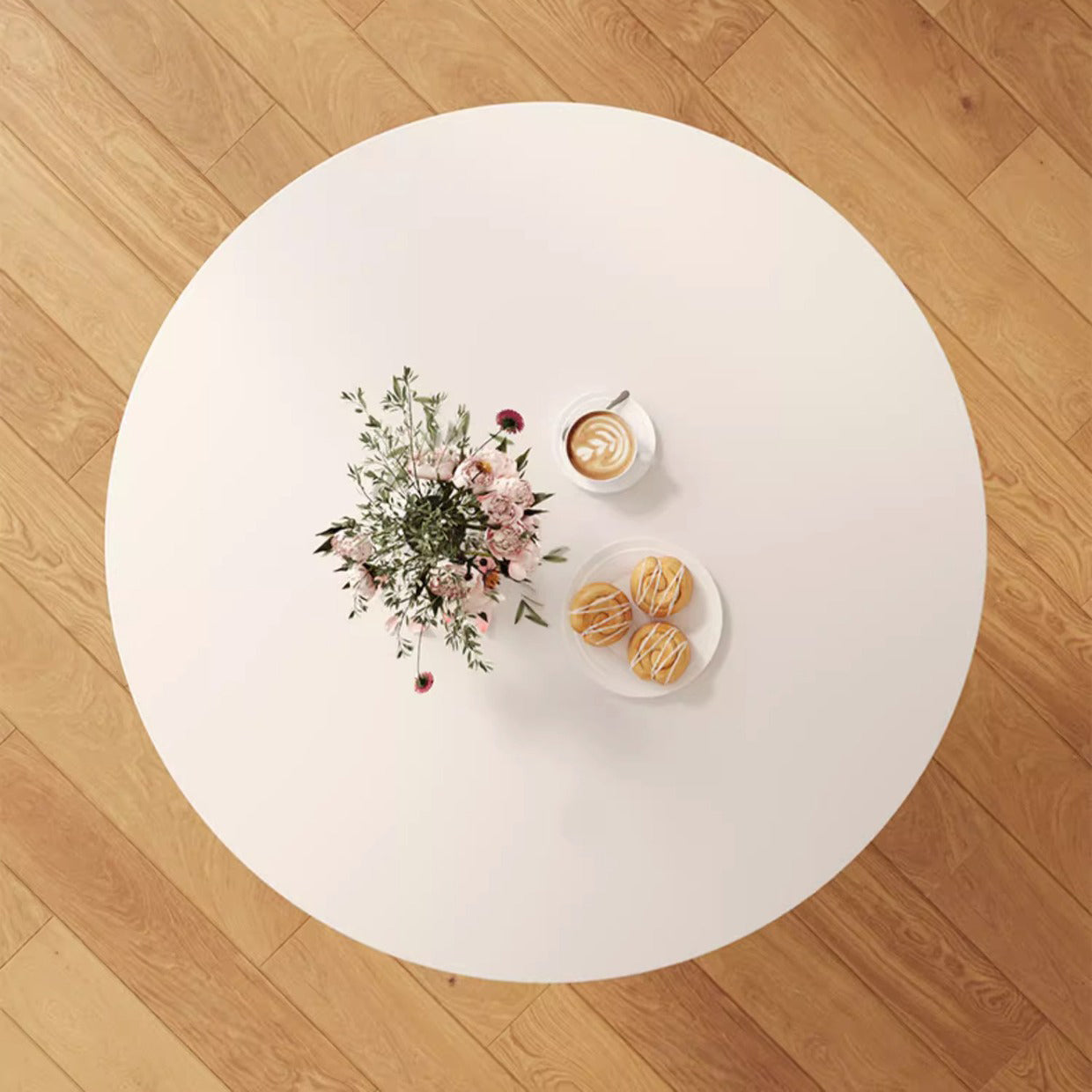 Minimalist Foldable X-Base Iron Round Dining Table — Wood Grain Color / Round