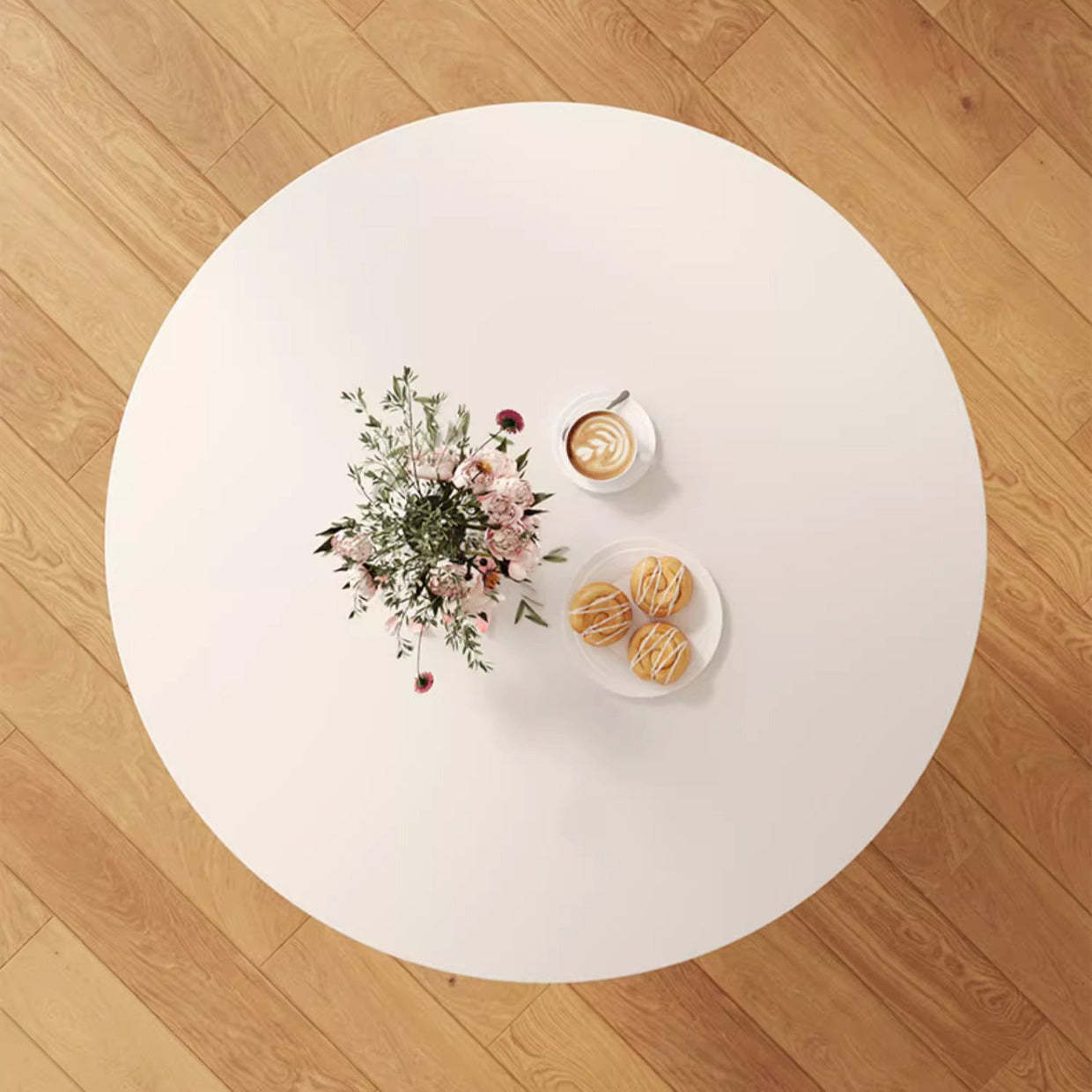 Minimalist Foldable X-Base Iron Round Dining Table — Wood Grain Color / Round