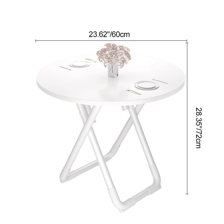 Minimalist Foldable X-Base Iron Round Dining Table — White / Square