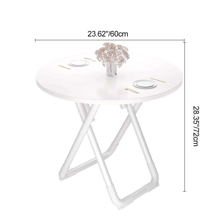 Minimalist Foldable X-Base Iron Round Dining Table — White / Square