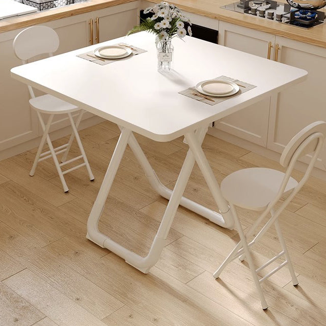 Minimalist Foldable X-Base Iron Round Dining Table — Wood Color / Round