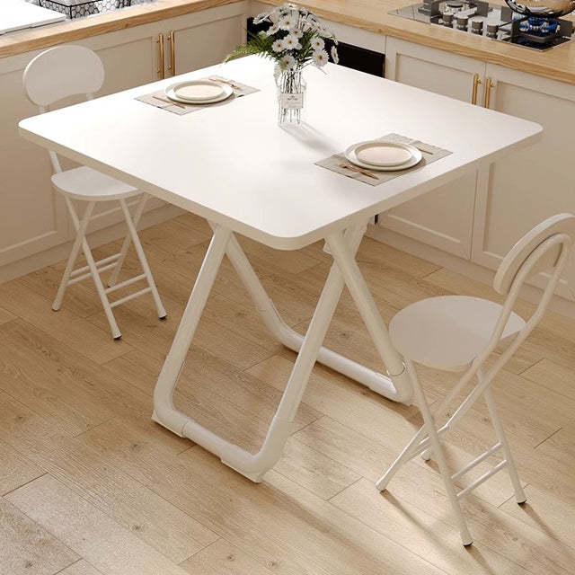 Minimalist Foldable X-Base Iron Round Dining Table — Wood Color / Round